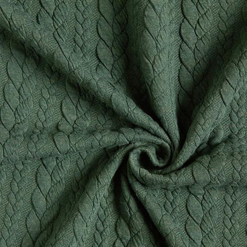 Jersey jacquard Cloqué Torsades – vert foncé,  image number 3