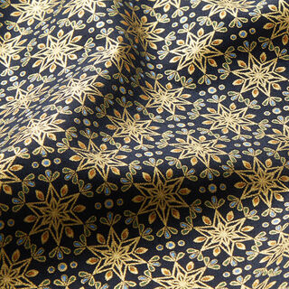 Tissu en coton Popeline Étoiles orientales – bleu nuit/or, 