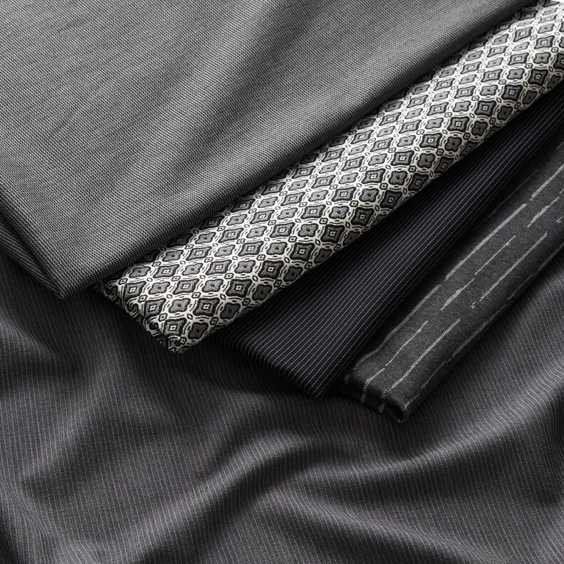 Tissu de pantalon stretch zigzag – argent/noir,  image number 5