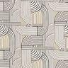 Tissu de décoration Semi-panama Arcs abstraits – noir,  thumbnail number 1
