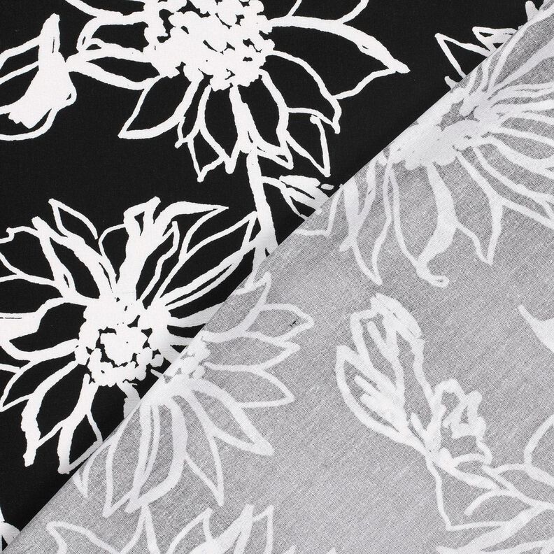 Mélange viscose lin Tournesols abstraits – noir/blanc, image number 4