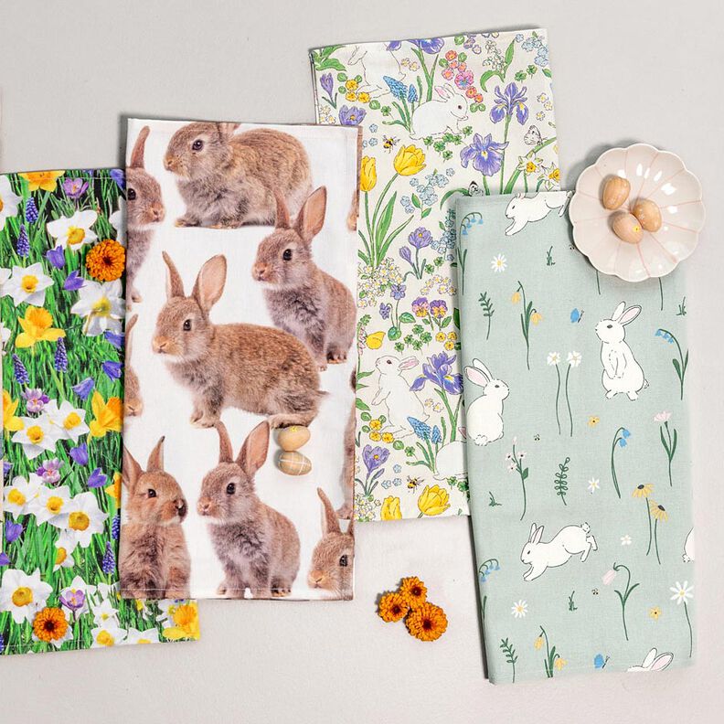 Tissu de décoration Semi-panama Petits lapins – menthe clair,  image number 8