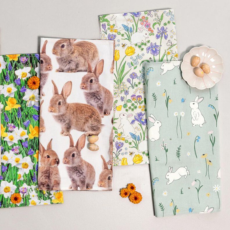 Tissu de décoration Semi-panama Petits lapins – menthe clair, image number 8