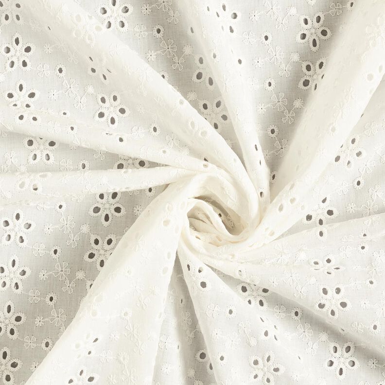 Batiste de coton Dentelle brodée Rangées de fleurs – écru,  image number 5
