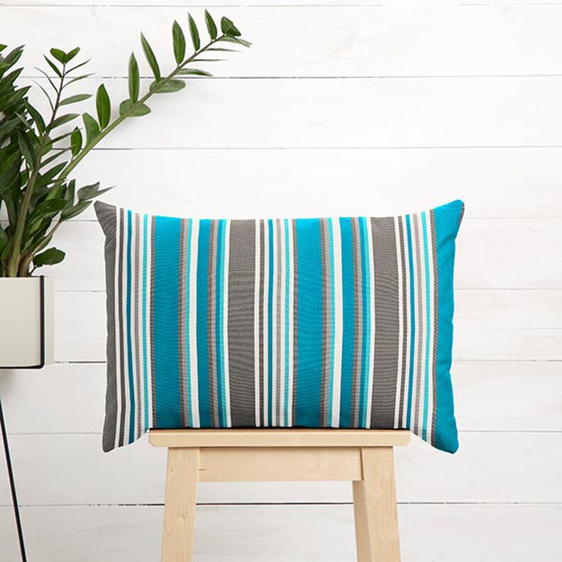 Toile pour store banne Rayures mixtes – gris/turquoise,  image number 8