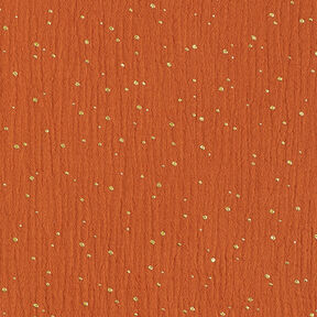 Tissu double gaze de coton taches dorées éparses – terre cuite/or, 