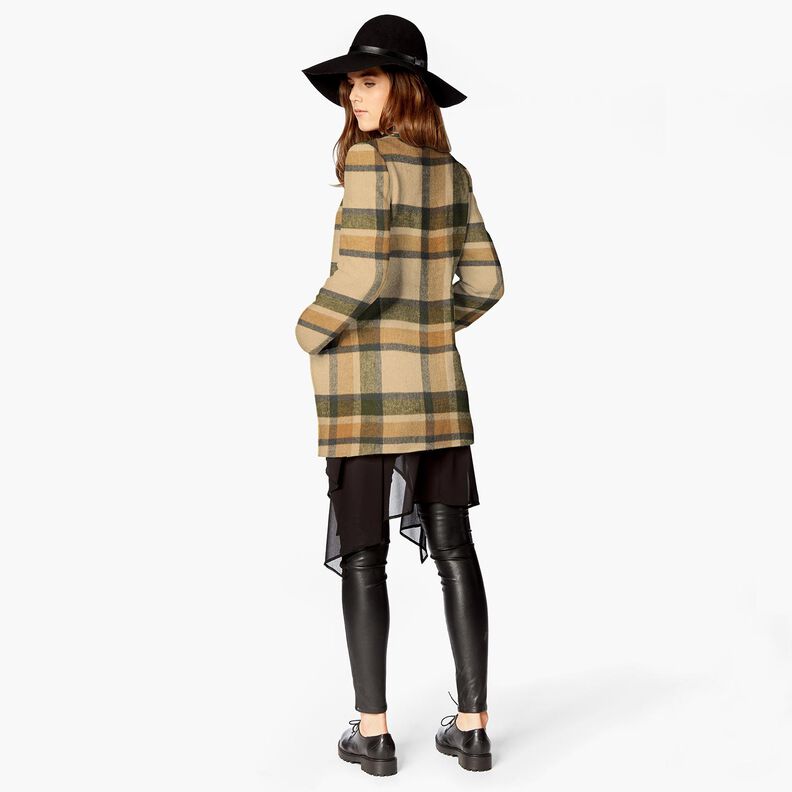 Tissu manteau tartan gratté – sable/kaki clair, image number 5