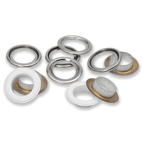 Œillets avec rondelles [15 unités | Ø 14 mm] | Prym – blanc/argent métallisé, 