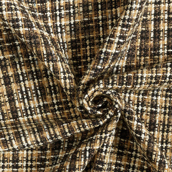 Tissu pour manteau en laine mélangée Carreaux – beige/noir,  image number 3