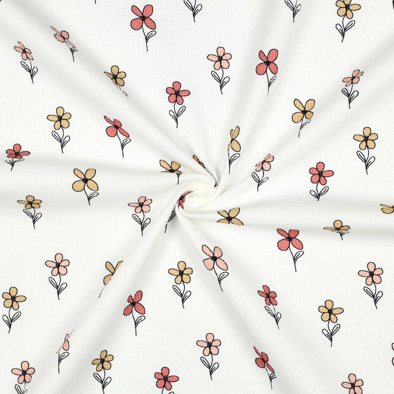 Jersey gaufré Fleurs | Poppy Fabrics – ivoire/abricot, image number 3