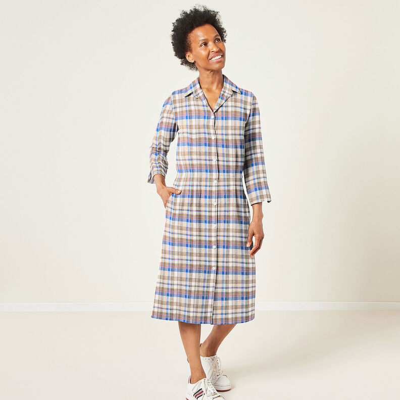 Lin et viscose mélangés Carreaux – olive, image number 6
