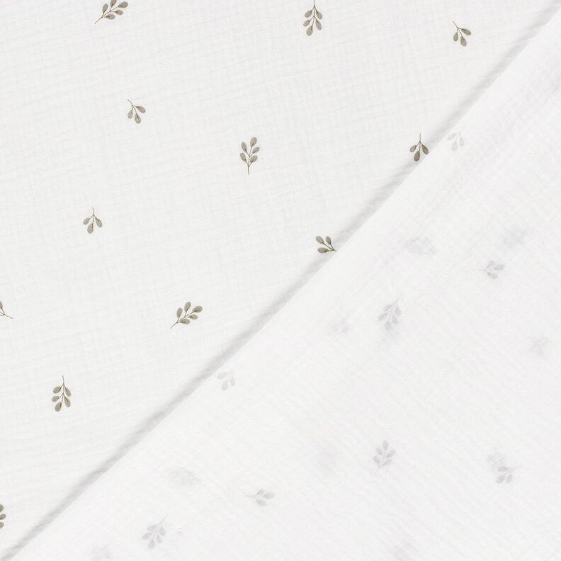 Tissu double gaze de coton Petite branche – écru/roseau,  image number 4