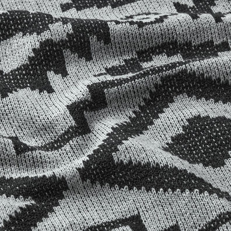 Tissu maille à motif ikat – gris/noir,  image number 2