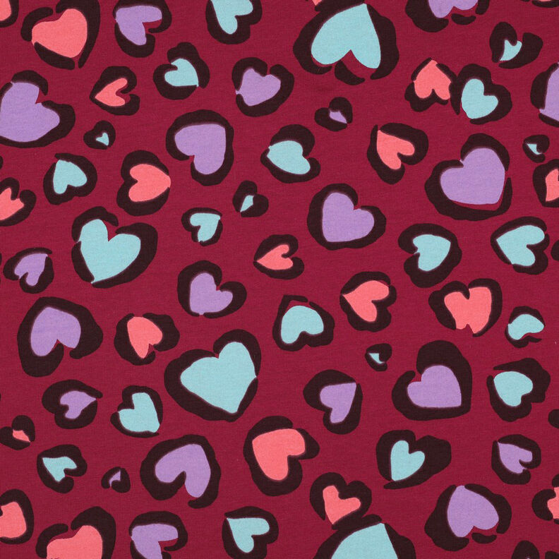 Sweatshirt gratté Cœurs multicolores | Poppy Fabrics – framboise, image number 1