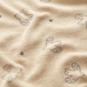 Jersey éponge Petits oiseaux – amande, 