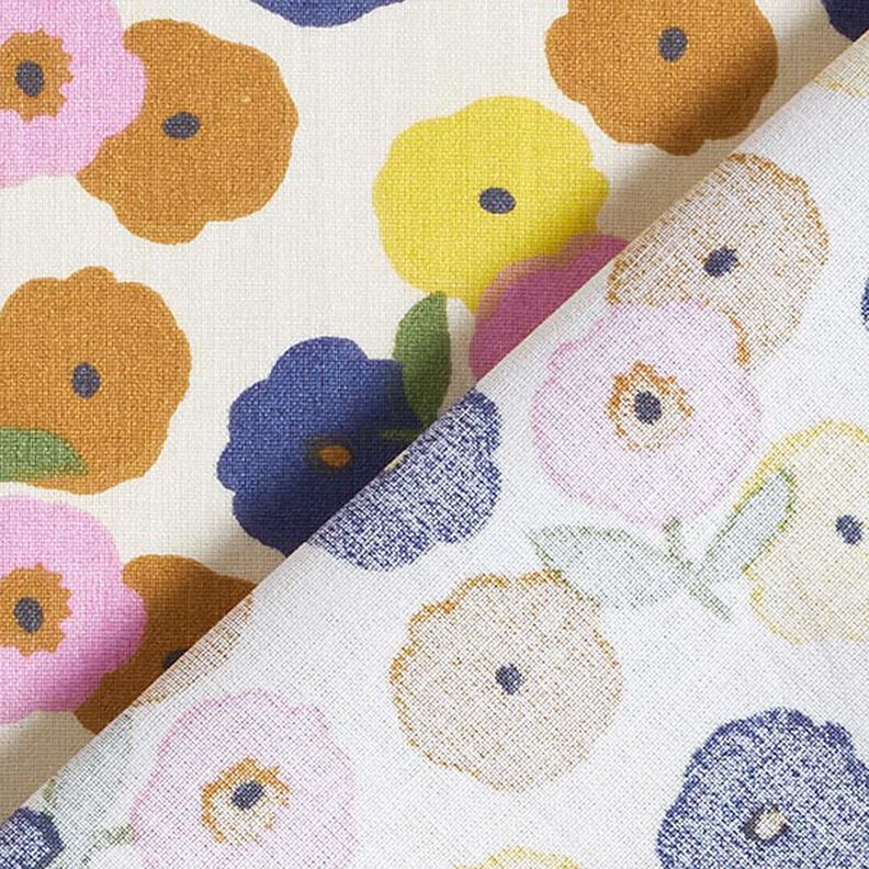 Tissu en coton Cretonne Fleurs rondes – crème/lilas pastel,  image number 4