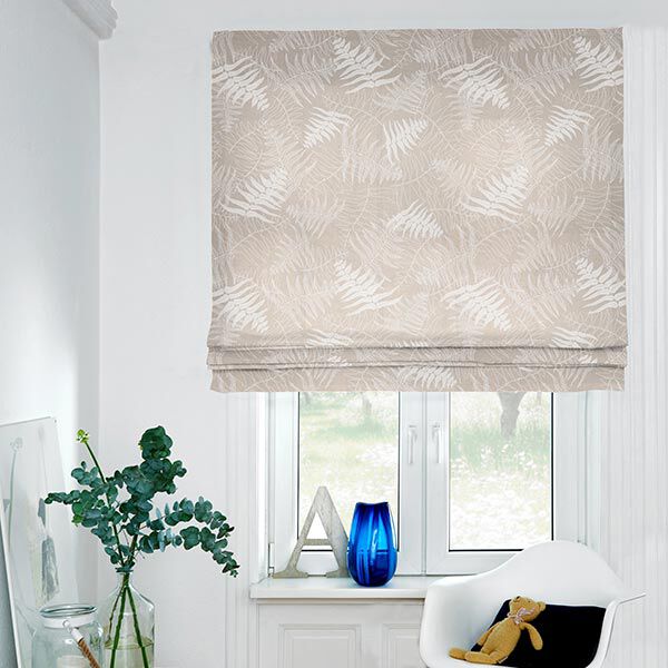 Tissu de décoration Semi-panama feuilles de fougère en filigrane – nature/blanc,  image number 7
