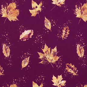 French Terry feuilles d'automne dorées | Glitzerpüppi – raisin/or, 