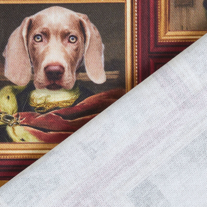 Tissu de décoration Semi-panama Portraits de chiens – carmin/or, image number 4