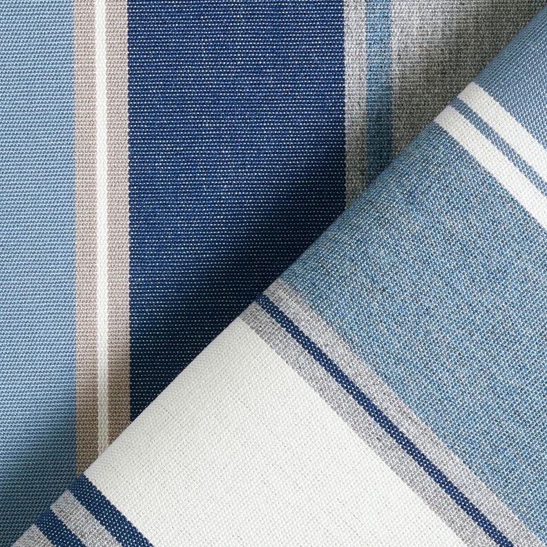 Tissu d’extérieur Canvas Rayures mixtes – indigo/ivoire, image number 4