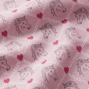 Tissu en coton Cretonne Chevaux et cœurs roses – rose, 