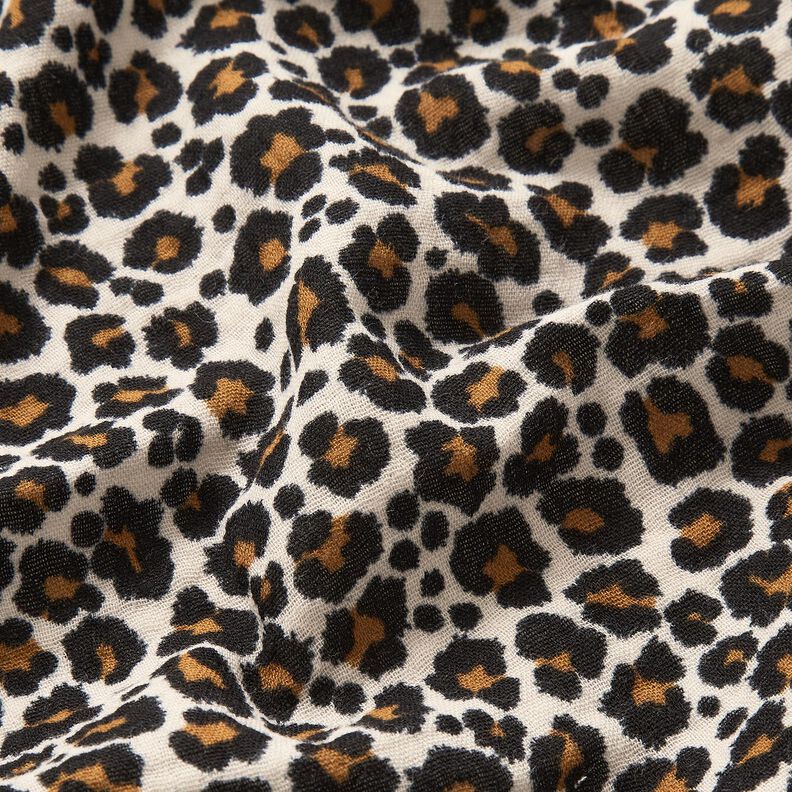 Tissu double gaze de coton Imprimé léopard – taupe clair/noir,  image number 2