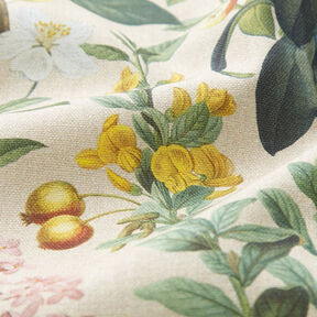 Tissu de décoration Semi-panama Plantes nostalgiques – noix de cajou/pin, 
