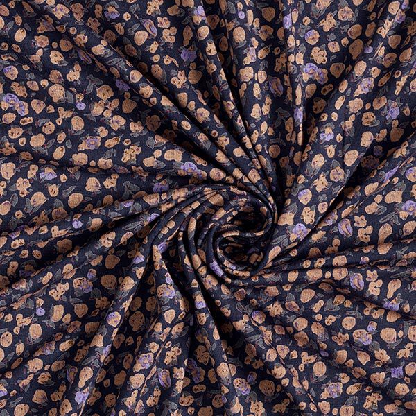 Jersey viscose fleurs automnales – bleu nuit,  image number 3