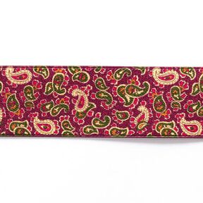 Ruban élastique Paisley [ 3,5 cm ] – framboise/vert, 