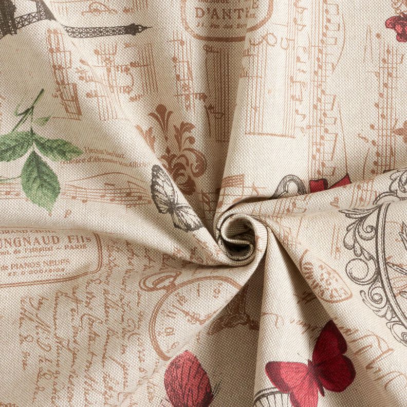 Tissu de décoration Semi-panama Collage romantique – nature/myrtille,  image number 3