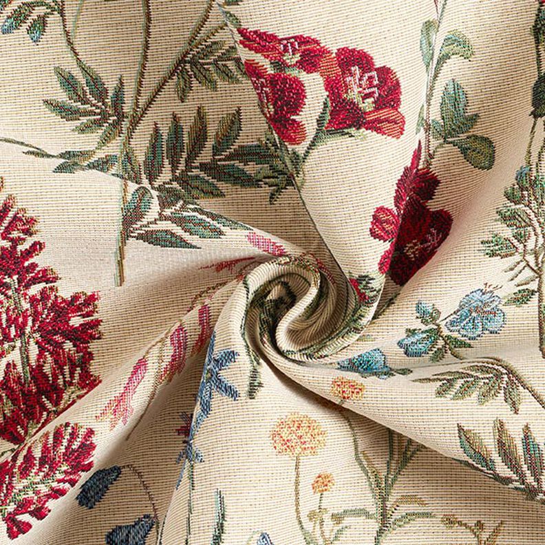 Tissu de décoration Gobelin prairie fleurie – beige,  image number 4