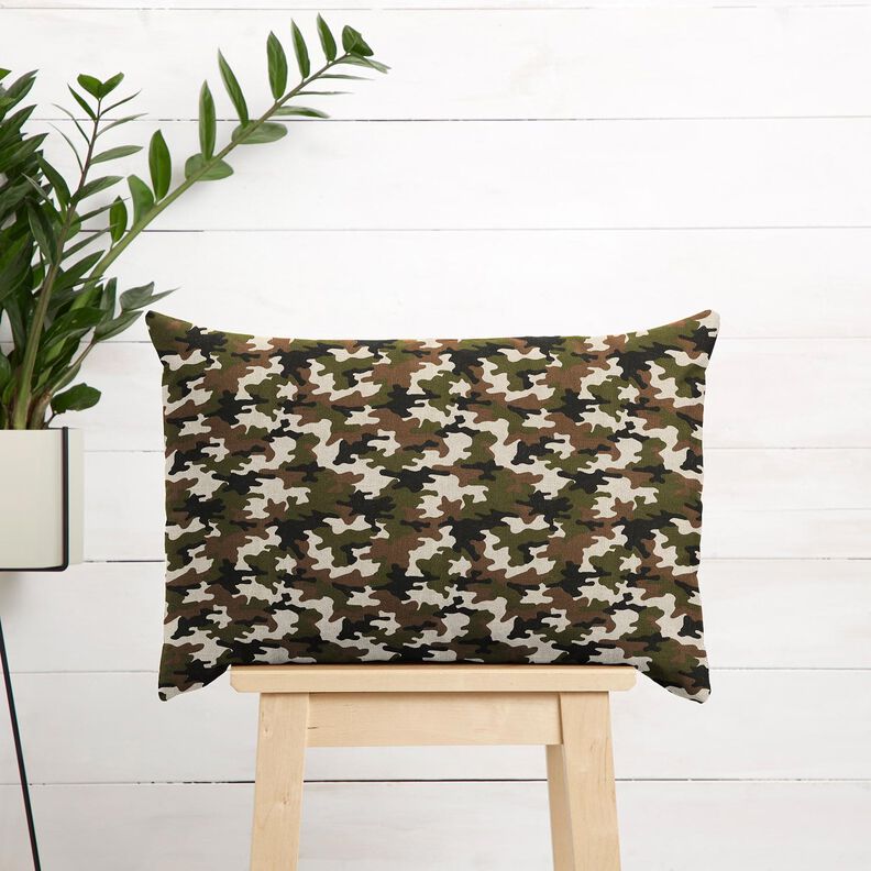 Tissu de décoration Semi-panama Camouflage – nature/olive foncé,  image number 6