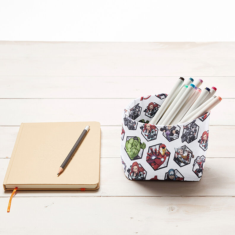 Cretonne Tissu sous licence Mosaïque de motifs Avengers | Marvel – blanc,  image number 8