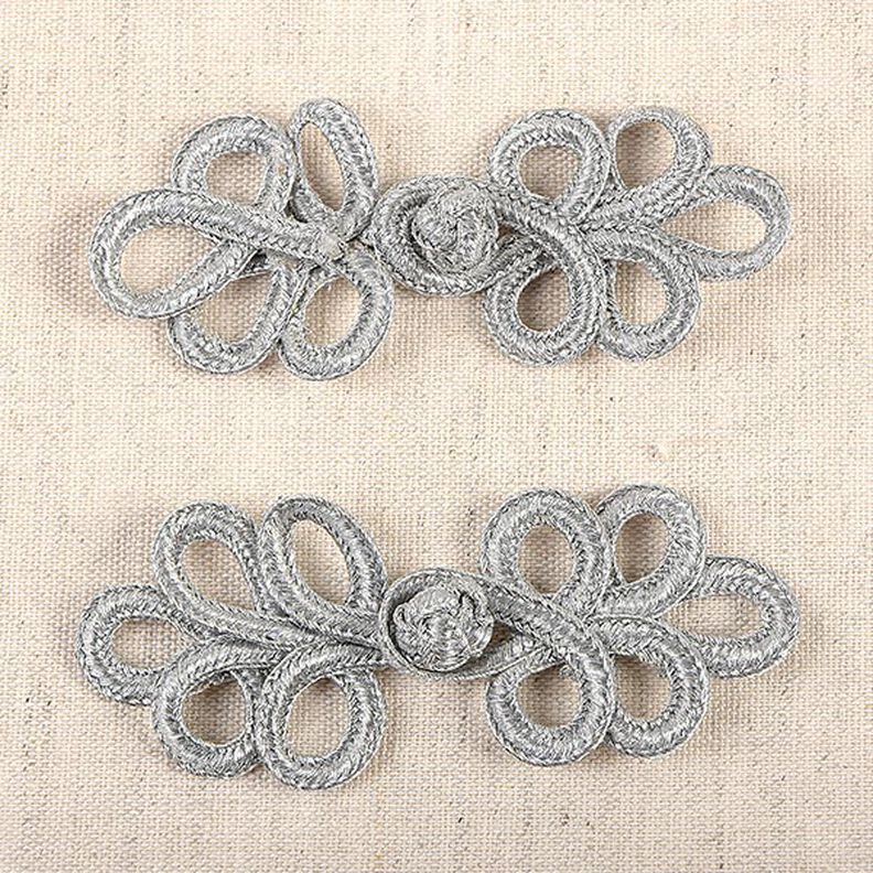 Fermeture passementerie [ 3 x 8 cm ] – argent,  image number 1