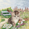 panneau décoratif Gobelin Chaton joueur – carmin/beige clair,  thumbnail number 1