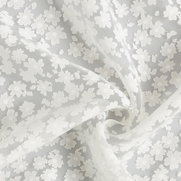 Organza dévoré Petites fleurs – blanc,  image number 3
