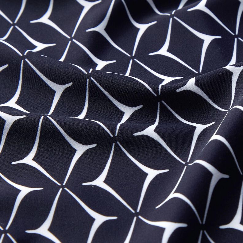Tissu pour maillot de bain Losanges abstraits – bleu nuit/blanc,  image number 2