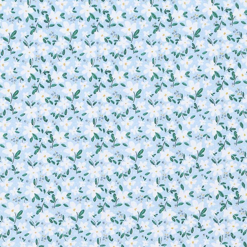 Popeline de coton bio Fleurs délicates – bleu ciel,  image number 1