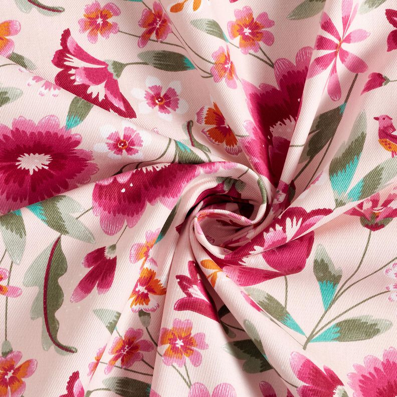 Tissu de décoration Sergé coton Fleurs printanières – rosé/framboise,  image number 3