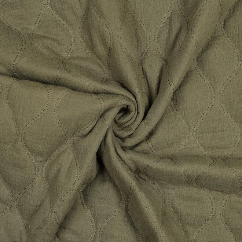 Tissu matelassé Tissu gaze de coton Vagues – kaki clair, image number 3