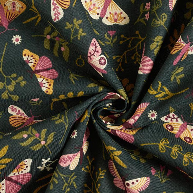 Tissu de décoration Semi-panama Papillons – vert foncé/kaki,  image number 3