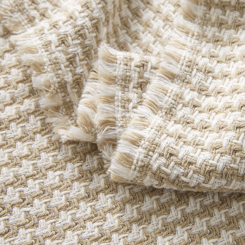 Tissu brut pour manteau Pied-de-poule – beige/blanc,  image number 3