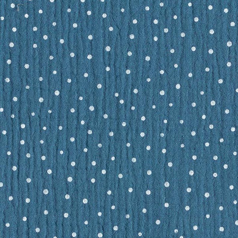 Tissu double gaze de coton Petits points – bleu jean/blanc,  image number 1