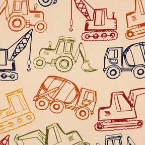 French Terry Sweat d’été Engins de chantier | Poppy Fabrics – beige/bleu marine, 