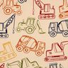 French Terry Sweat d’été Engins de chantier | Poppy Fabrics – beige/bleu marine,  thumbnail number 1