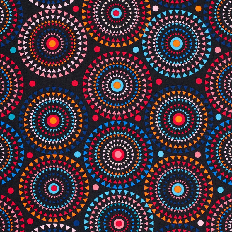 Tissus pour maillot de bain mandala – bleu noir/rouge feu,  image number 6