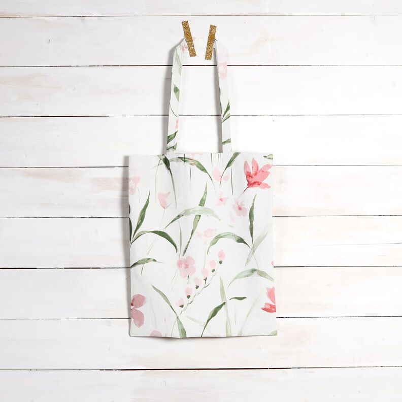 Tissu de décoration Semi-panama Freesias – ivoire/rose clair,  image number 8