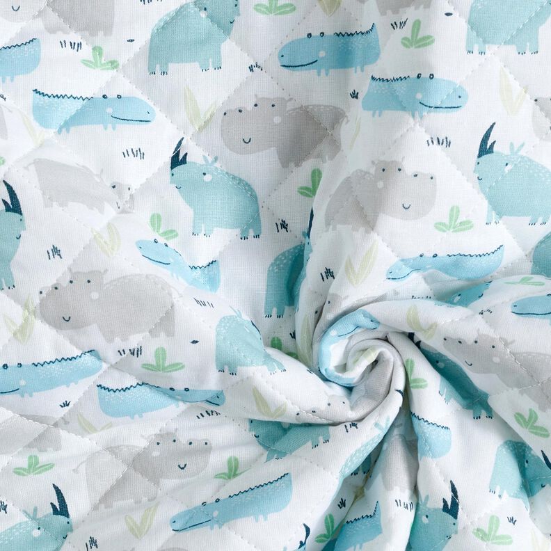 Tissu matelassé Hippopotame et rhinocéros – écru,  image number 3