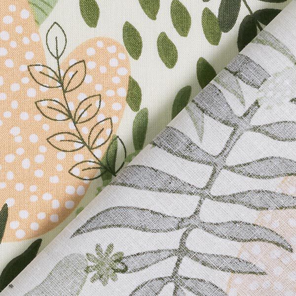 Tissu en coton Cretonne plantes de la jungle abstraites – blanc/vert,  image number 4