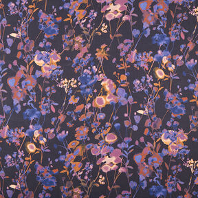Viscose mélangé Fleurs en aquarelle – bleu nuit, 